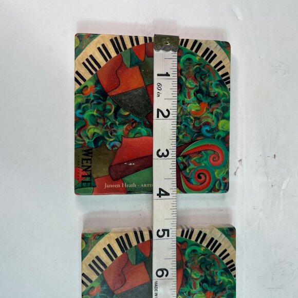 Marble Stone Coasters Set of 2 Wente Vineyards Janeen Heath Art Made in USA - Picture 7 of 9